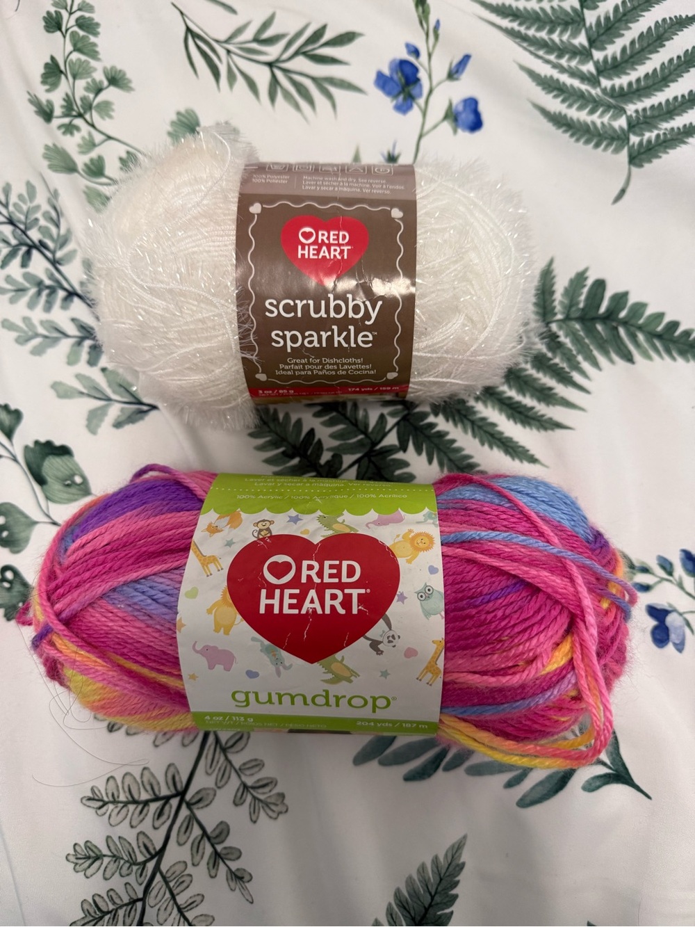 Red Heart Yarn Bundle - White and Multicolor
